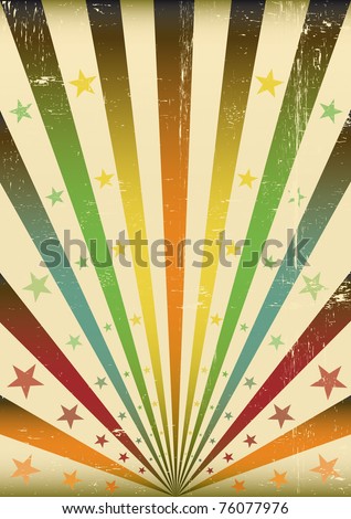 Multicolor Sunbeams grunge background. A vintage poster for you