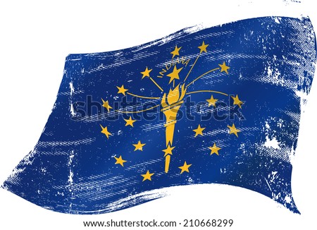 waving indiana grunge flag. Flag of  Indiana in the wind with a texture