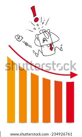 The fall of my company. Joe is very disappointed. He falls on a diagram which illustrates the the bad results of his company