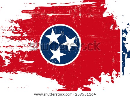 Scratched Tennessee Flag. A flag of Tennessee with a grunge texture