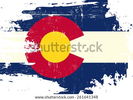 Scratched Colorado Flag. A flag of Colorado with a grunge texture