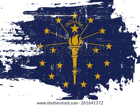 Scratched Indiana Flag. A flag of Indiana with a grunge texture