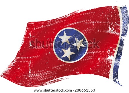 Tennessee grunge flag. Flag of Tennessee in the wind with a texture
