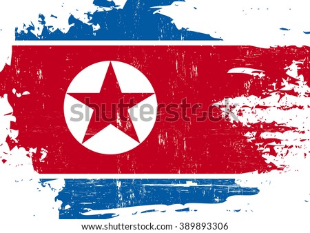 North Korean scratched Flag. A North Korean flag with a grunge texture