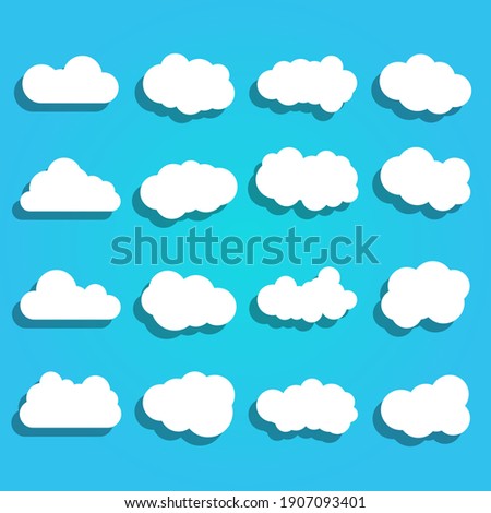 Clouds vector set. Cloud sky illustration. Weather symbols web collection.