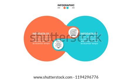 Vector infographic design template with circles connection and marketing icons. Business concept with 2 options.