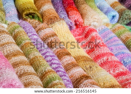 woolen colorful gentle folded shawls (scarfs)