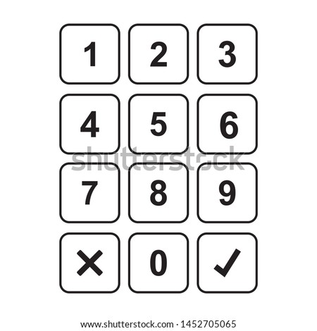 Keypad entry. Digital keypad, keyboard, dialer access vector illustration. Buttons with numbers isolated on white background.