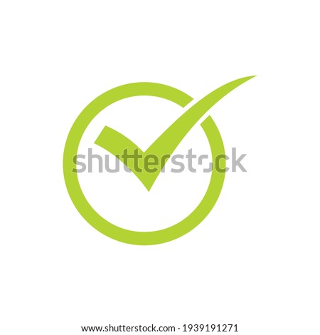 Green check mark icon in a circle. Check list button icon Foto stock © 