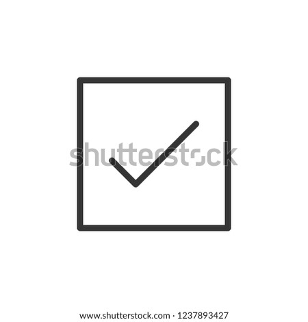 Check in square sign icon. Outline icon on white background. Check in circle sign Silhouette. Web site, page and mobile app design vector element.