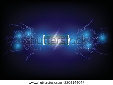 electric battery energy, vector illustration, dark Blue Light Abstract Technology background for computer graphic website internet. wave. silver. circuit. spark. bolt. thunderbolt. thunder.