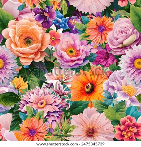 Suitable meter pattern for textile consisting of beautiful flowers