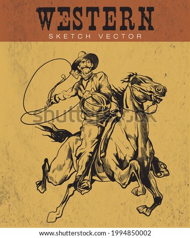 Cowboy Sketch Vector. Western theme