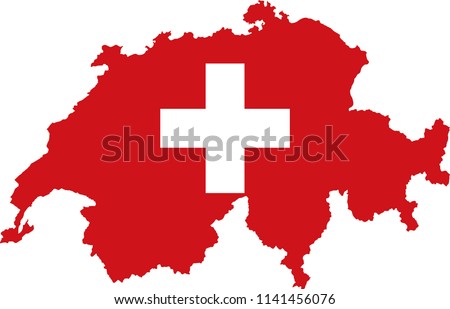 Switzerland Swiss Flag Country Map Shaped Illustration