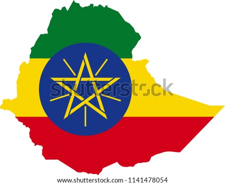 Ethiopia Ethiopian Flag Country Map Shaped Illustration 