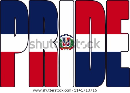 Dominican Republic Flag Country Pride Word Text Font Shaped Illustration