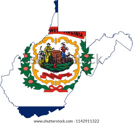 West Virginia State Flag Seal Love Heart United States America American Illustration