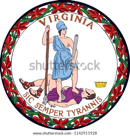 Virginia State Flag Seal Love Heart United States America American Illustration