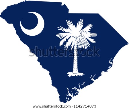 South Carolina State Flag Seal Love Heart United States America American Illustration