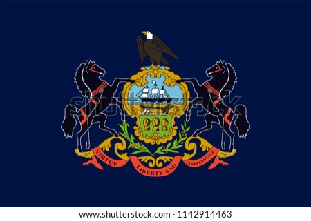 Pennsylvania State Flag Seal Love Heart United States America American Illustration