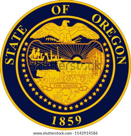Oregon State Flag Seal Love Heart United States America American Illustration