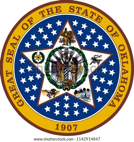 Oklahoma State Flag Seal Love Heart United States America American Illustration
