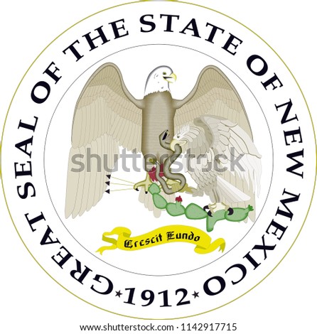 New Mexico State Flag Seal Love Heart United States America American Illustration