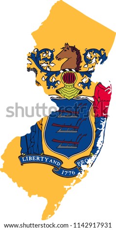 New Jersey State Flag Seal Love Heart United States America American Illustration
