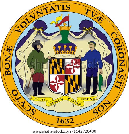 Maryland State Flag Seal Love Heart United States America American Illustration