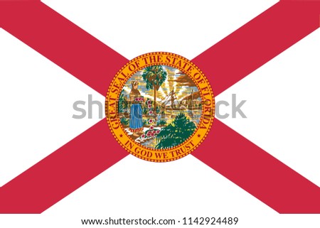 Florida State Flag Seal Love Heart United States America American Illustration