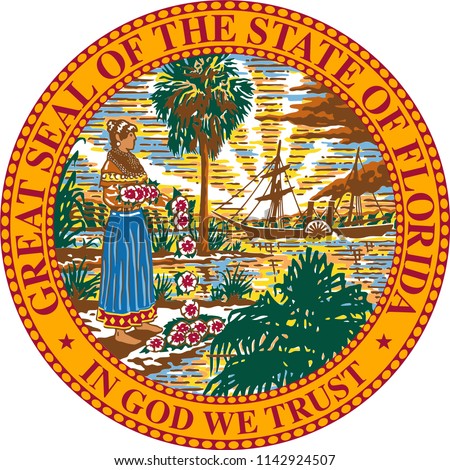 Florida State Flag Seal Love Heart United States America American Illustration