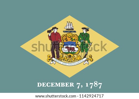 Delaware State Flag Seal Love Heart United States America American Illustration