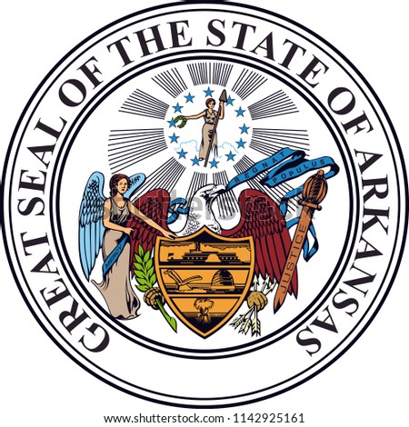 Arkansas State Flag Seal Love Heart United States America American Illustration
