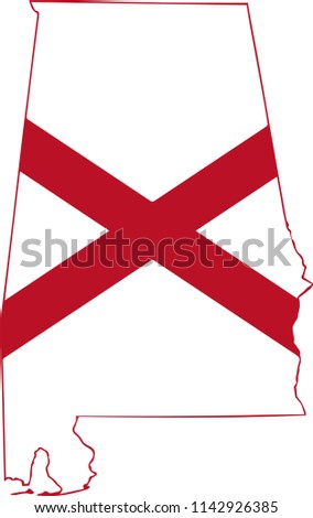 Alabama State Flag Seal Love Heart United States America American Illustration