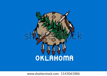 Oklahoma State Flag Shaped Heart United States America American Illustration