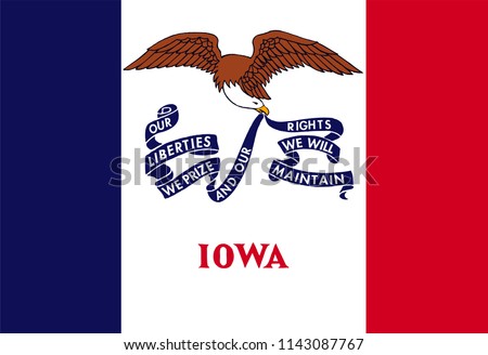 Iowa State Flag Shaped Heart United States America American Illustration Design