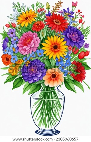 Similar – Image, Stock Photo colorful bouquet in vase on table with Lightleak