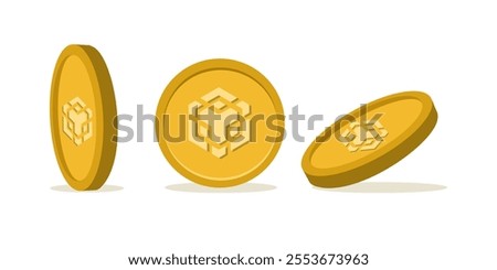 Binance cryptocurrency coin set illustration on white background. Virtual modern coins in BNB blockchain vector style. For logo, icon, crypto design.