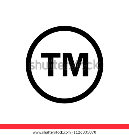 TM vector icon, trademark symbol. Simple, flat design for web or mobile app
