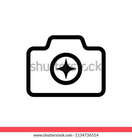 Camera vector icon, enhance symbol. Simple, flat design for web or mobile app