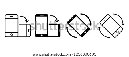 Rotate smartphone icon set in modern flat design isolated on white background, mobile vector illustration for web site or mobile app