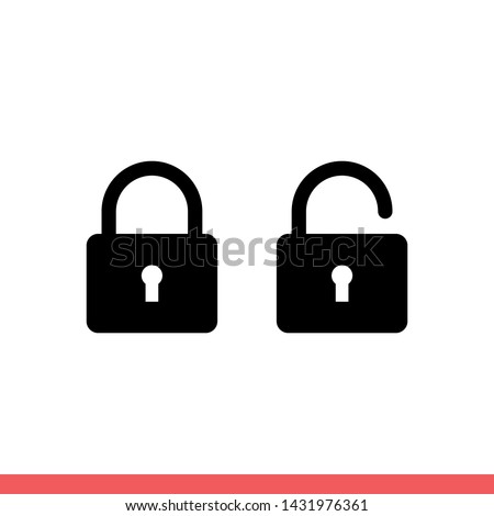 Lock and unlock vector icon, password symbol. Simple, flat design for web or mobile app