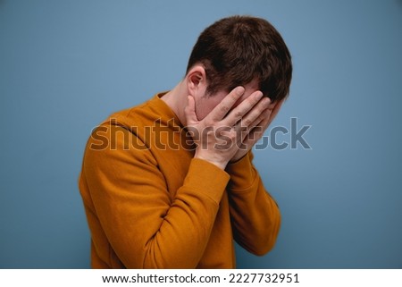 Similar – Image, Stock Photo Man covered his face with a breathing mask. Coronavirus, asthmatic and allergy concept. Artistic analog pinhole camera photography