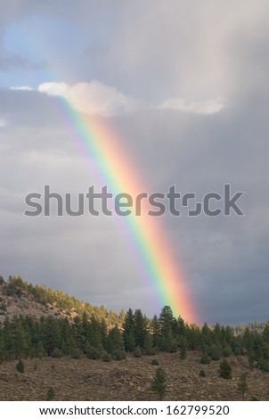 Bright rainbow in northern California near yosemite.