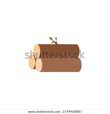 firewood, three logs vector illustration, cartoon wooden log object on white isolated background