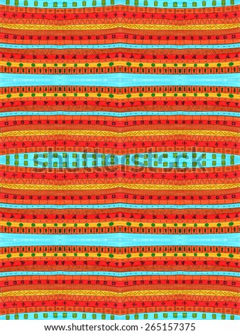 Pattern kid drawing like abstract shapes geometrical black lines decorative stripes native colorful symbols LARGE M