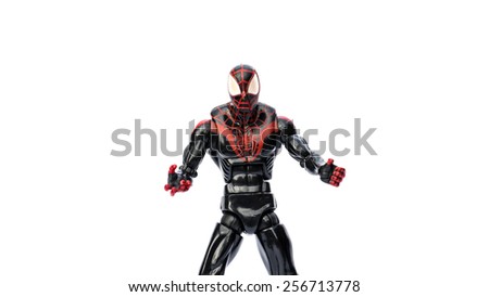 Kuala Lumpur, Malaysia - March 01 ,2015: The New Spiderman toy character from Spiderman movie franchise. Spider-Man is a fictional superhero in American comic books published by Marvel Comics.