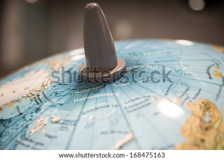 North pole part of a world globe