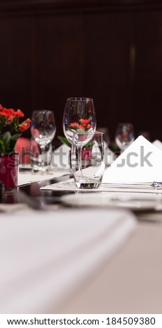Fine table setting in a luxurious restaurant