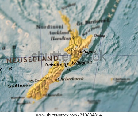 Wellington, New Zealand Map part of world globe